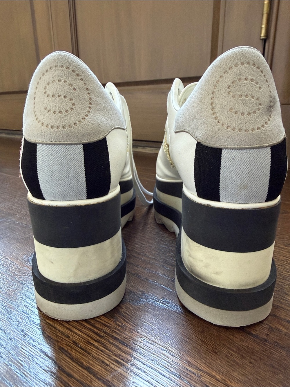 STELLA MCCARTNEY White Platform Sneakers Glitter Yellow Pink Green Stars Sz 38.5 - Picture 11 of 16